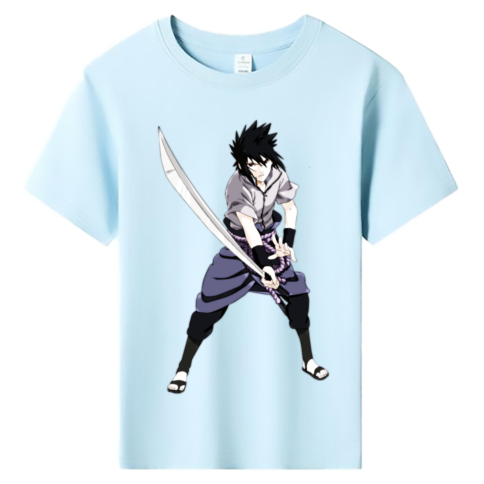 （画像用） NARUTO -ナルト- うちは サスケ Uchiha Sasuke 綿100％キッズTシャツ（フロントプリント）